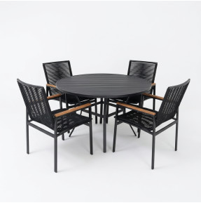 Mesa com 1,0m de diâmetro em Alumínio com Quatro Caderias Leblon - Conjunto Leblon