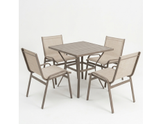 Mesa Quadrada de 80cm de diâmetro com Quatro Cadeiras Arpoador - Conjunto Arpoador