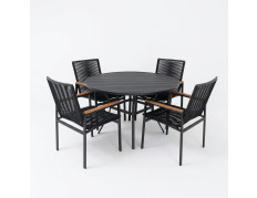 Mesa com 1,0m de diâmetro em Alumínio com Quatro Caderias Leblon - Conjunto Leblon