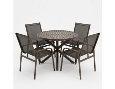 Mesa com 1,0 de diamêtro com pé em X com Quatro Cadeiras Maresias - Conjunto Maresias