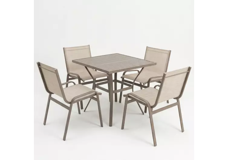 Mesa Quadrada de 80cm de diâmetro com Quatro Cadeiras Arpoador - Conjunto Arpoador