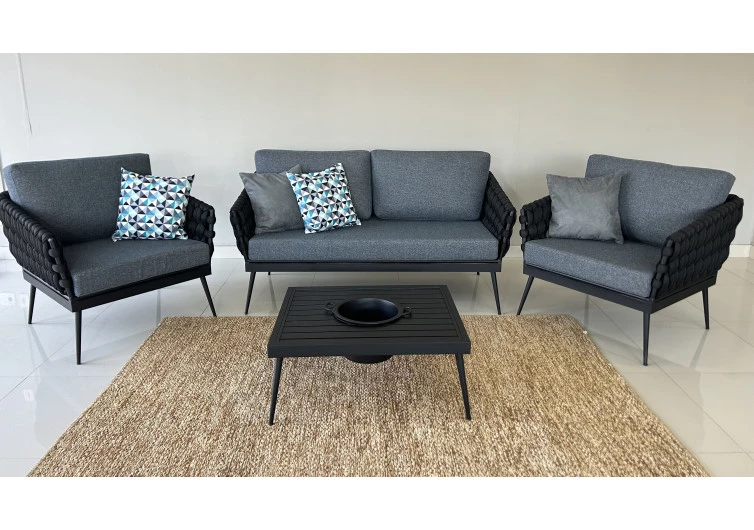 Conjunto de Sofá - Sofá, Duas Poltronas e Mesa de Centro - Conjunto Dubai