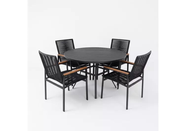 Mesa com 1,0m de diâmetro em Alumínio com Quatro Caderias Leblon - Conjunto Leblon