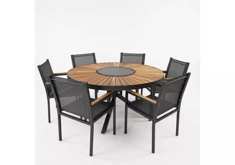 Mesa com Tampo em Cumaru com Seis Cadeiras Moçambique - Conjunto Moçambique