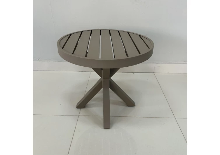 Mesa de Apoio - Tampo em Alumínio com 50cm de diâmetro - Pé em X - Mesa Búzios 