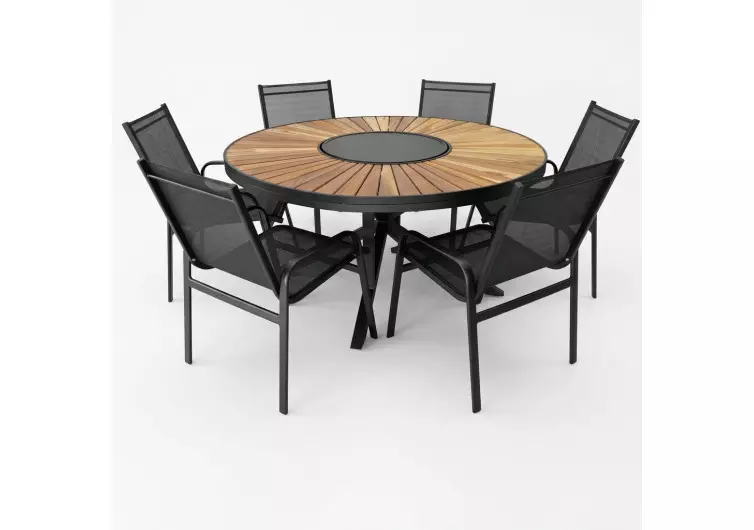 Mesa em Tampo Giratório com Seis Cadeiras Maresias - Conjunto Maresias