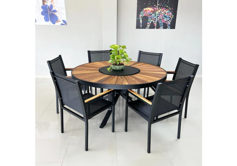 Mesa com Tampo em Cumaru com Seis Cadeiras Moçambique - Conjunto Moçambique