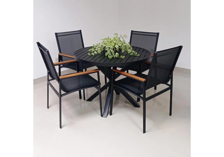 Mesa com 1,0 de diâmetro com Quatro Cadeiras Búzios - Conjunto Búzios