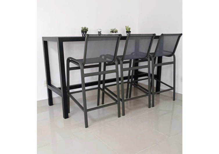 Mesa Bancada com Três Banquetas Maresias - Conjunto Bancada Maresias 