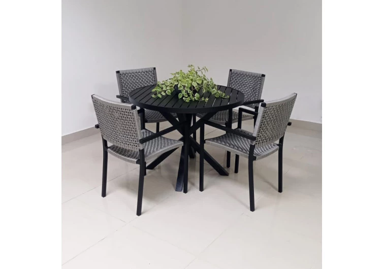 Mesa com 1,0m de diâmetro com Quatro Cadeiras Joaquina - Conjunto Joaquina 