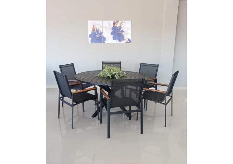 Mesa com 1,50 de diâmetro com Seis Cadeiras Búzios - Conjunto Búzios 