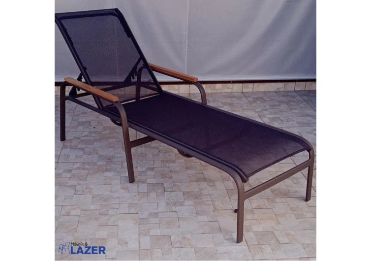 Espreguiçadeira para Piscina | Área Externa | Varanda - Espreguiçadeira Maresias com Madeira 