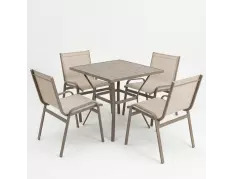 Mesa Quadrada de 80cm de diâmetro com Quatro Cadeiras Arpoador - Conjunto Arpoador