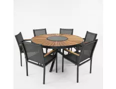 Mesa com Tampo em Cumaru com Seis Cadeiras Moçambique - Conjunto Moçambique