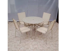Mesa de 1,0 de diâmetro em Alumínio com Quatro Cadeiras Maresias - Conjunto Maresias 