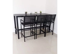 Mesa Bancada com Três Banquetas Moçambique - Conjunto Bancada Moçambique