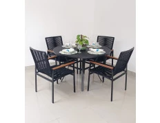 Mesa com 1,0m de diâmetro em Alumínio com Quatro Caderias Leblon - Conjunto Leblon