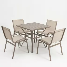 Mesa Quadrada de 80cm de diâmetro com Quatro Cadeiras Arpoador - Conjunto Arpoador