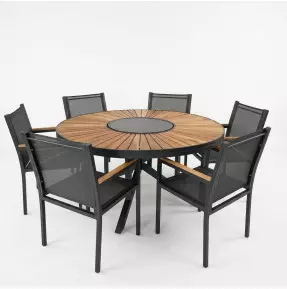 Mesa com Tampo em Cumaru com Seis Cadeiras Moçambique - Conjunto Moçambique