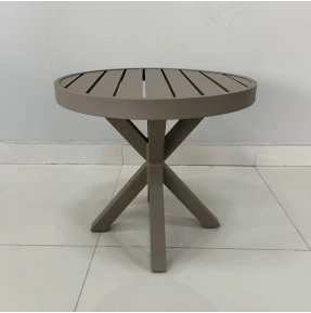 Mesa de Apoio - Tampo em Alumínio com 50cm de diâmetro - Pé em X - Mesa Búzios 