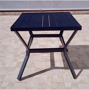 Mesa de Apoio - Tampo em Alumínio com 50cm de diâmetro - Tampo Quadrado - Mesa Maresias