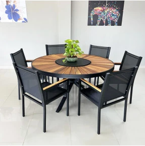 Mesa com Tampo em Cumaru com Seis Cadeiras Moçambique - Conjunto Moçambique