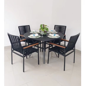 Mesa com 1,0m de diâmetro em Alumínio com Quatro Caderias Leblon - Conjunto Leblon