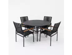 Mesa com 1,0m de diâmetro em Alumínio com Quatro Caderias Leblon - Conjunto Leblon