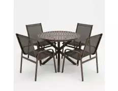 Mesa com 1,0 de diamêtro com pé em X com Quatro Cadeiras Maresias - Conjunto Maresias