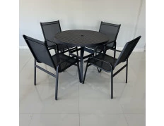 Mesa de 1,0 de diâmetro em Alumínio com Quatro Cadeiras Maresias - Conjunto Maresias 