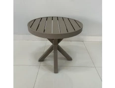 Mesa de Apoio - Tampo em Alumínio com 50cm de diâmetro - Pé em X - Mesa Búzios 