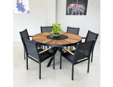 Mesa com Tampo em Cumaru com Seis Cadeiras Moçambique - Conjunto Moçambique