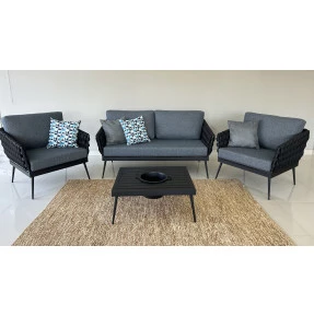 Conjunto de Sofá - Sofá, Duas Poltronas e Mesa de Centro - Conjunto Dubai