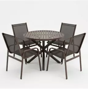 Mesa com 1,0 de diamêtro com pé em X com Quatro Cadeiras Maresias - Conjunto Maresias