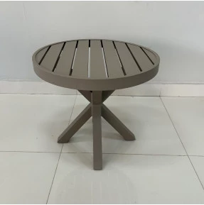 Mesa de Apoio - Tampo em Alumínio com 50cm de diâmetro - Pé em X - Mesa Búzios 