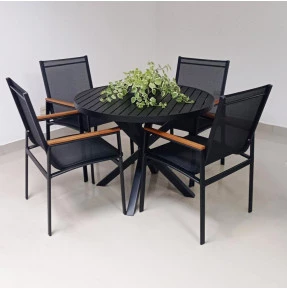 Mesa com 1,0 de diâmetro com Quatro Cadeiras Búzios - Conjunto Búzios