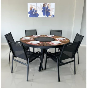 Mesa em Tampo Giratório com Seis Cadeiras Maresias - Conjunto Maresias