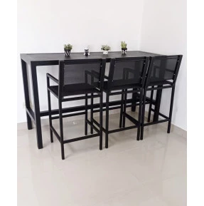 Mesa Bancada com Três Banquetas Moçambique - Conjunto Bancada Moçambique