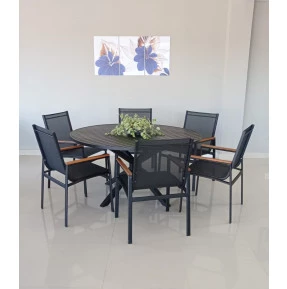 Mesa com 1,50 de diâmetro com Seis Cadeiras Búzios - Conjunto Búzios 